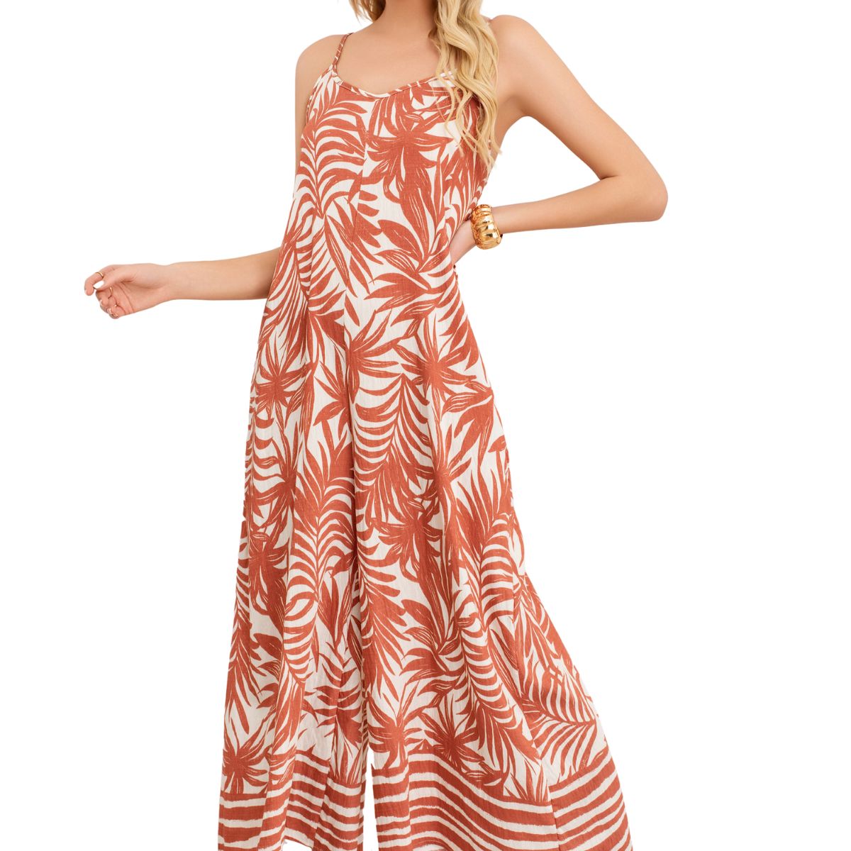 LOOK SHOP - Enterito Palazzo Mujer Con Tirantes Ajustables Y Bolsillos 3353