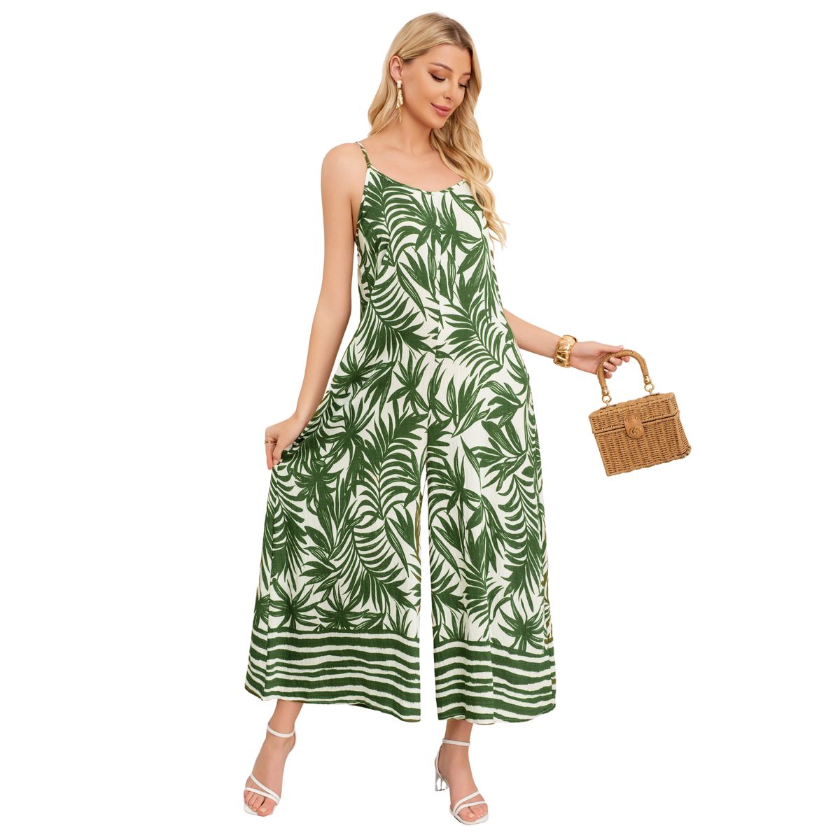 LOOK SHOP - Enterito Palazzo Mujer Con Tirantes Ajustables Y Bolsillos 3353