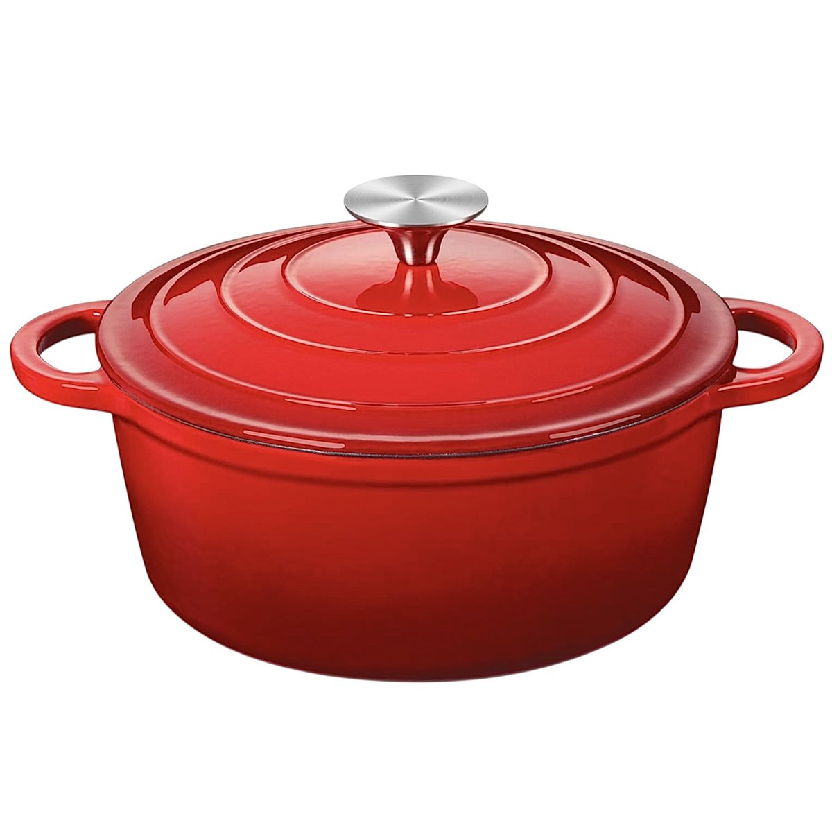 LUGANO - Olla Cocotte Fierro Esmaltado 22 Cm Color Rojo