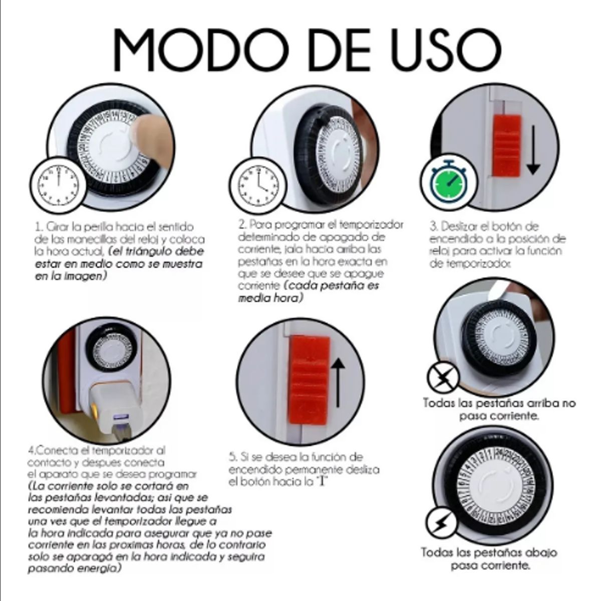 GENERICO - Temporizador Reloj Timer Analógico 24 Horas Adaptador Yt-05