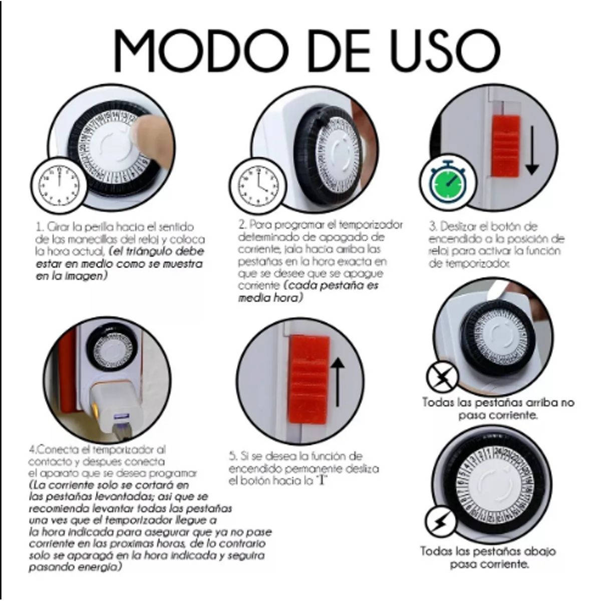 GENERICO - Temporizador Reloj Timer Analógico 24 Horas Adaptador Yt-05