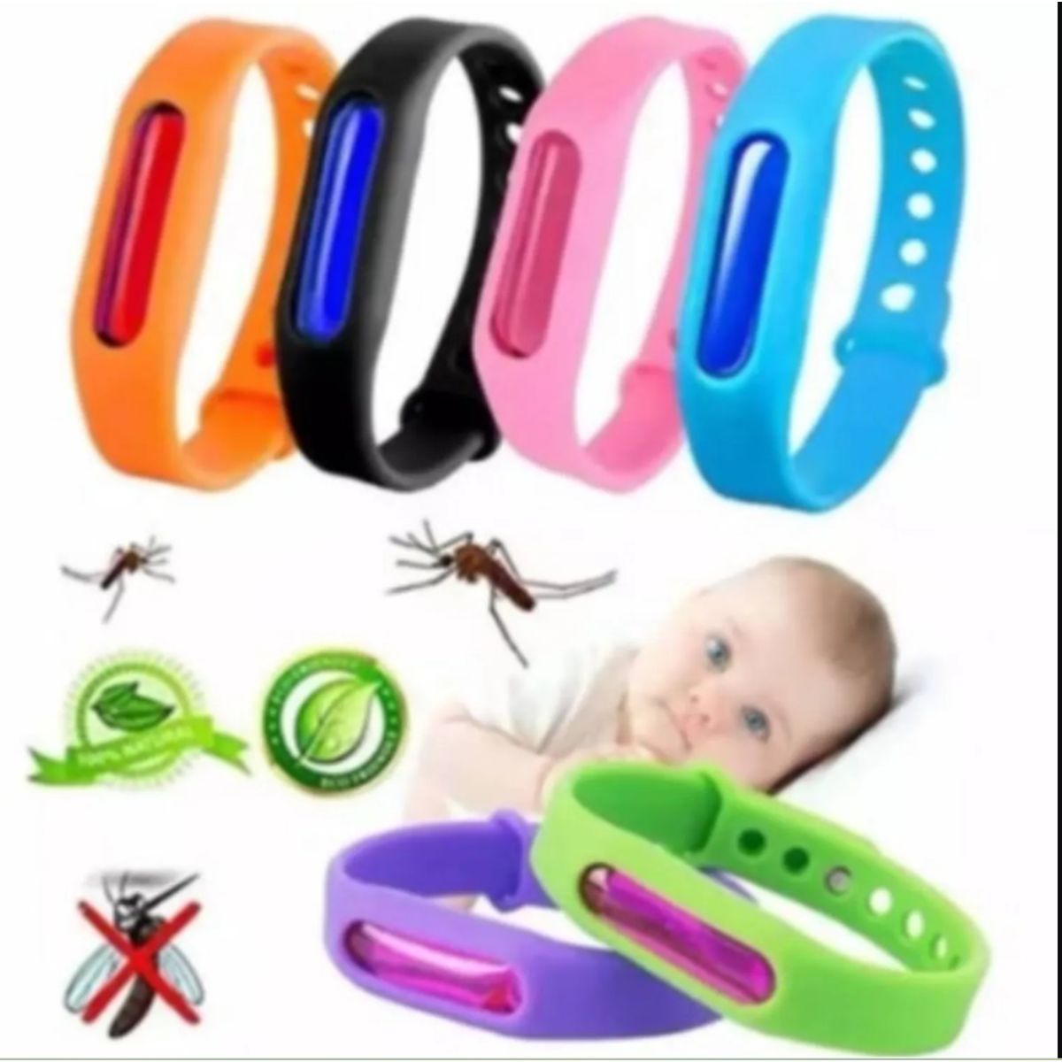 GENERICO - Set 3 Pulseras Repelente Mosquitos.