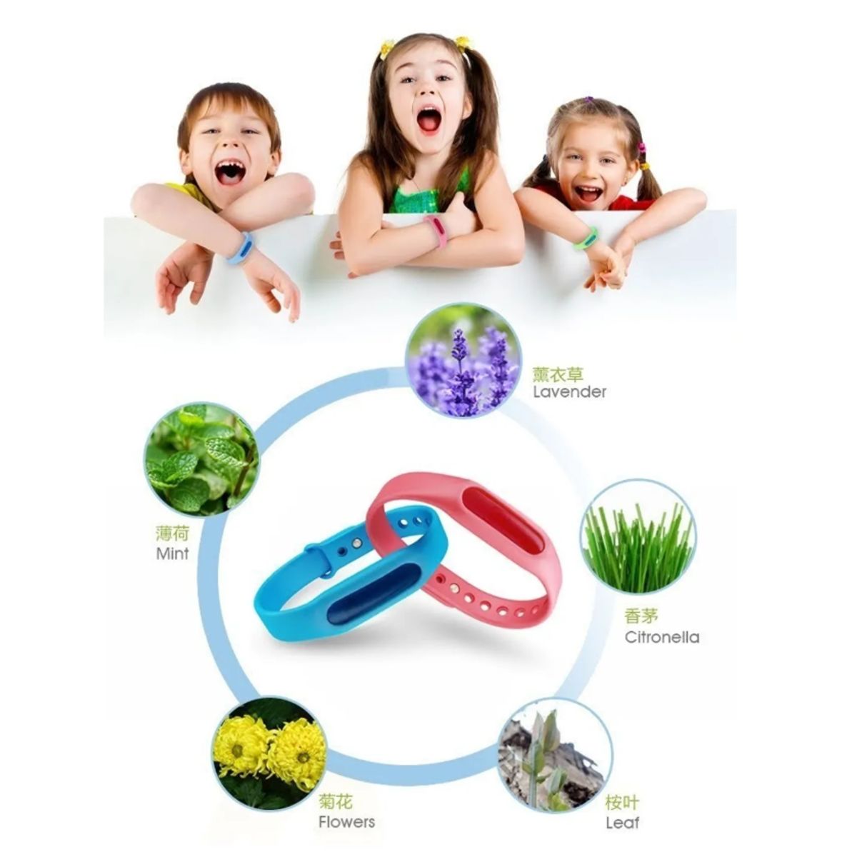 GENERICO - Set 3 Pulseras Repelente Mosquitos.