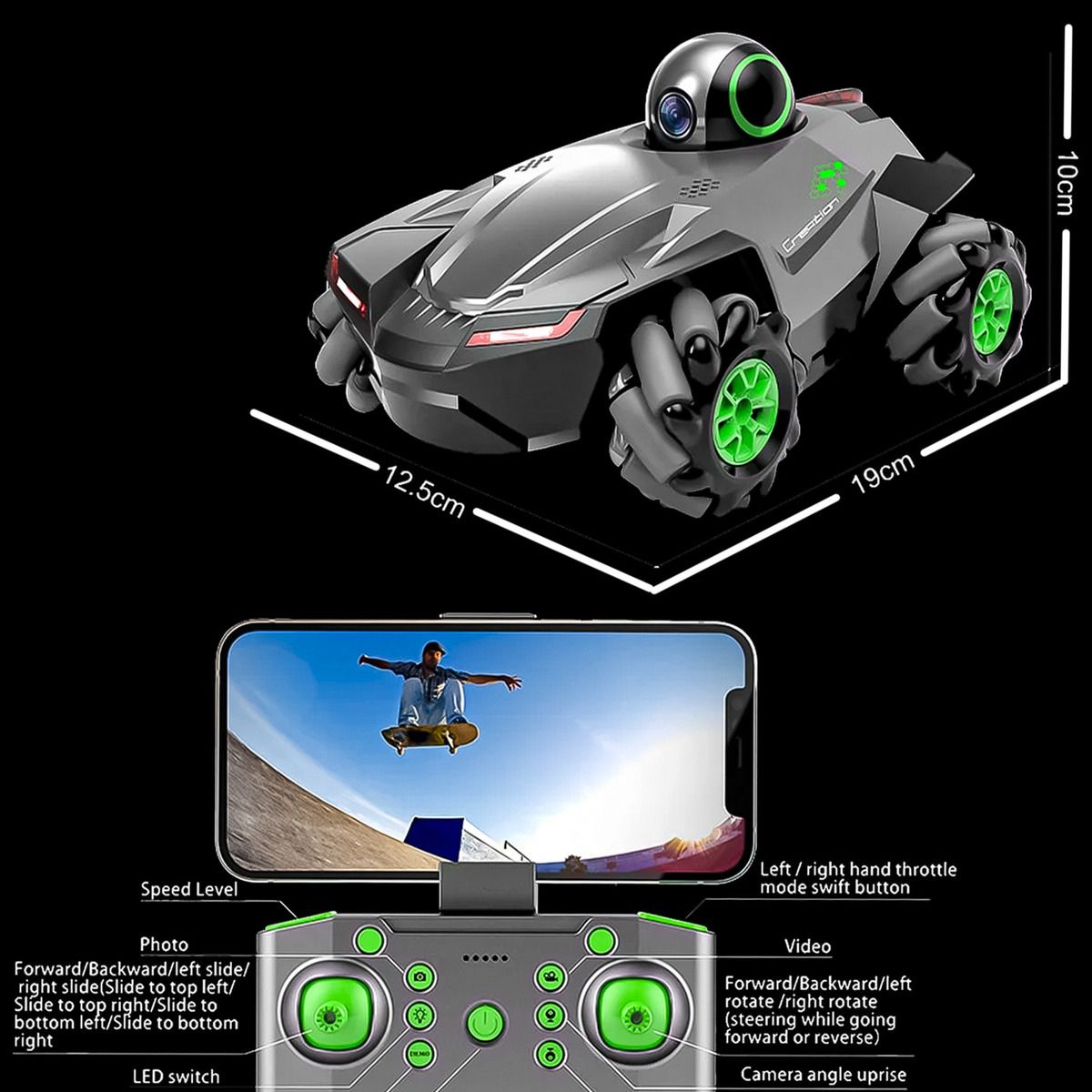 HOMEBRANDT - Auto Explorador Con Camara A Control Remoto Hd 4x4 360° Wifi