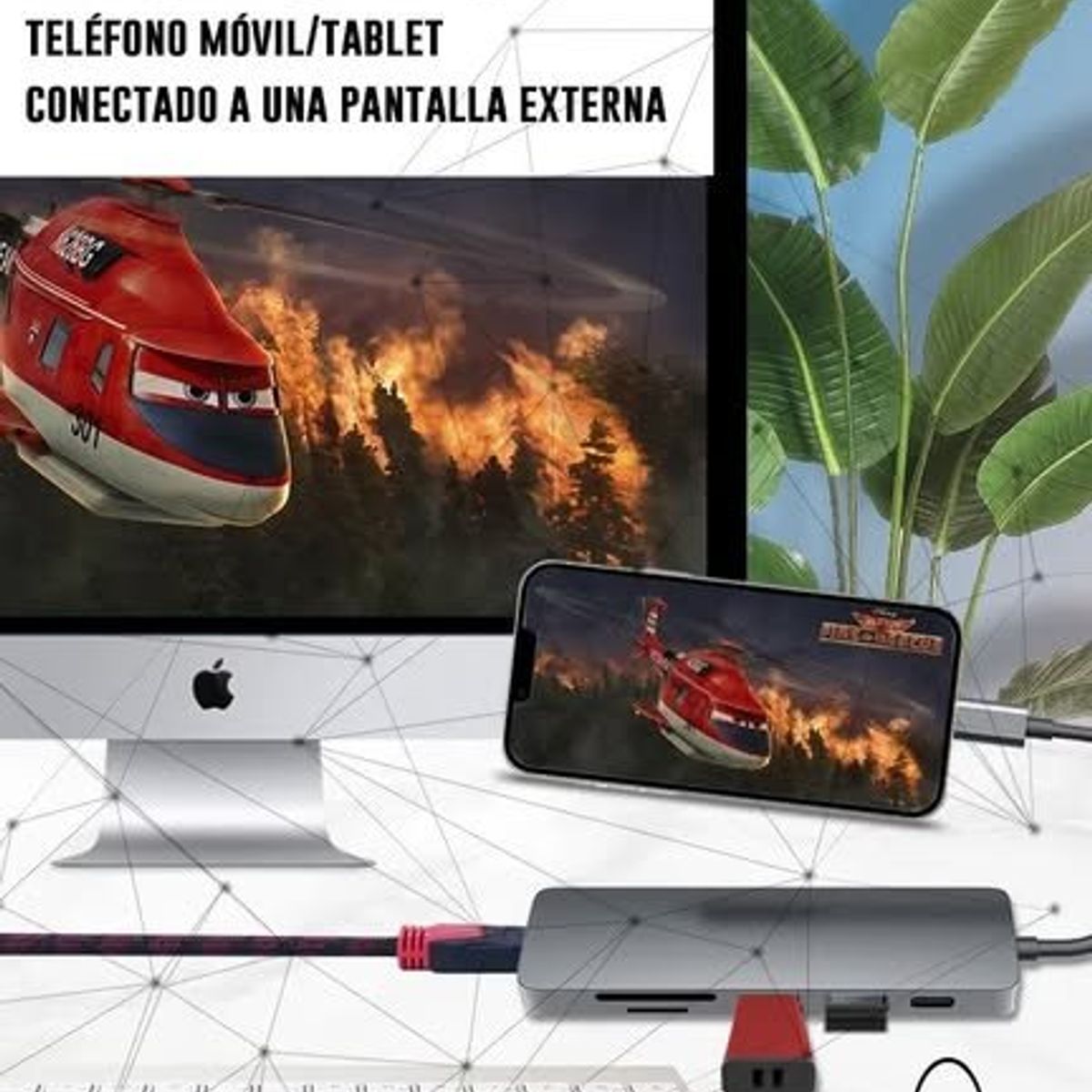 GENERICO - Adaptador Hub Usb-c 6 en 1 (hdmi,2x Usb 3.0, Tf, Sd, Usb-c)