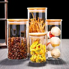 GENERICO - Set 6 Frascos Hermeticos Tarros Vidrio Con Tapa De Bambu