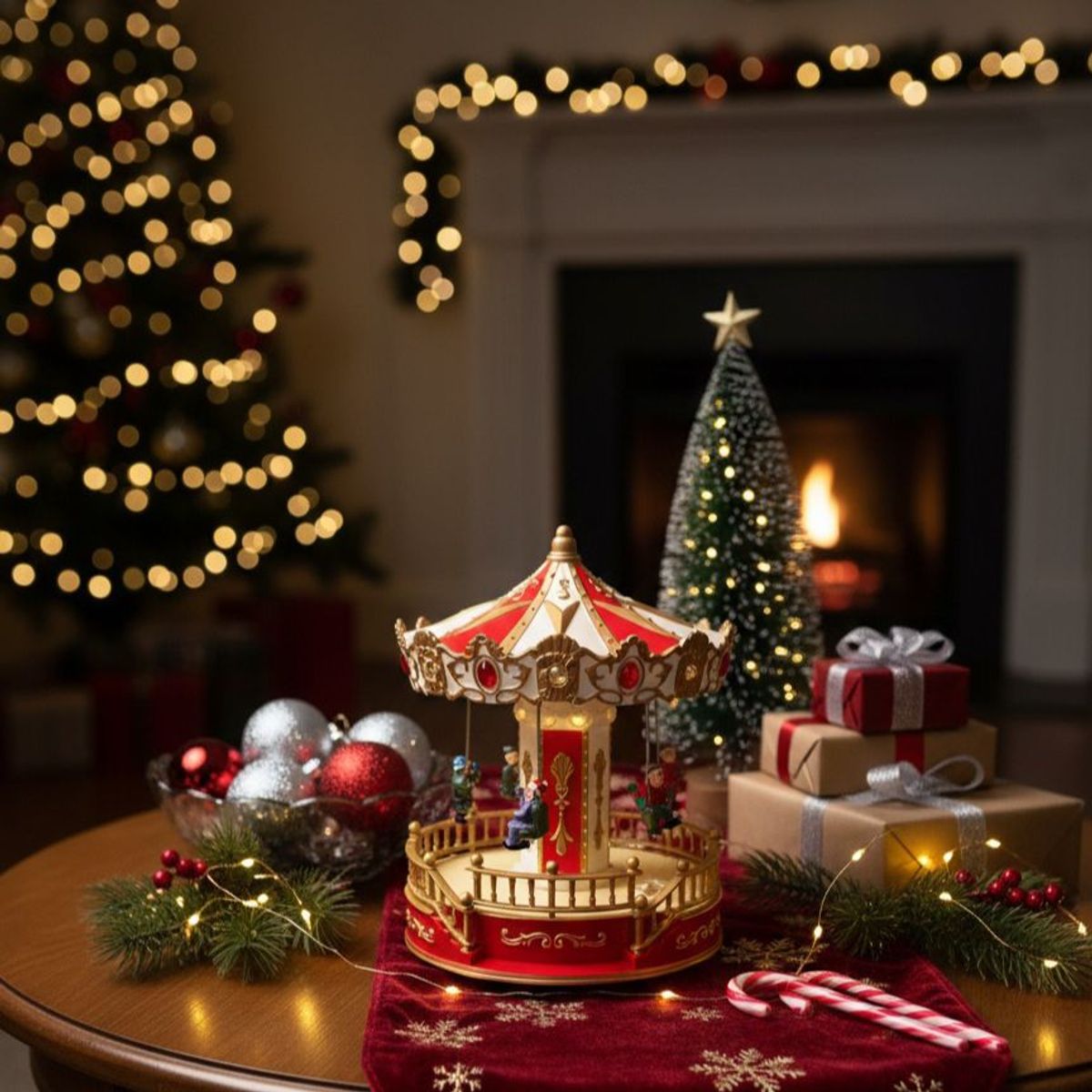 WAKESHOME - Carrusel Navideño En Movimiento Con Música Y Luces Navidad