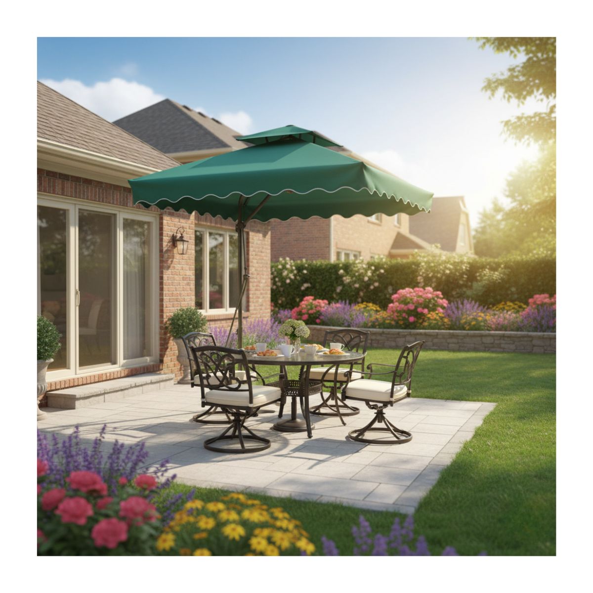 EKOL TACTICA MILITAR - Sombrilla De Jardín Toldo Resistente Al Agua Base Metálica