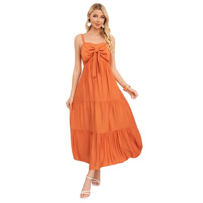 Imagen 2 del producto Vestido Largo Liso Con Tirantes Ajustables Y Detalle Frontal 3361