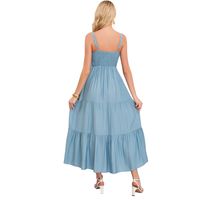 Vestido Largo Liso Con Tirantes Ajustables Y Detalle Frontal 3361