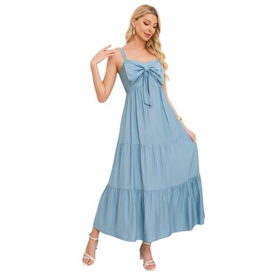 Imagen 2 del producto Vestido Largo Liso Con Tirantes Ajustables Y Detalle Frontal 3361