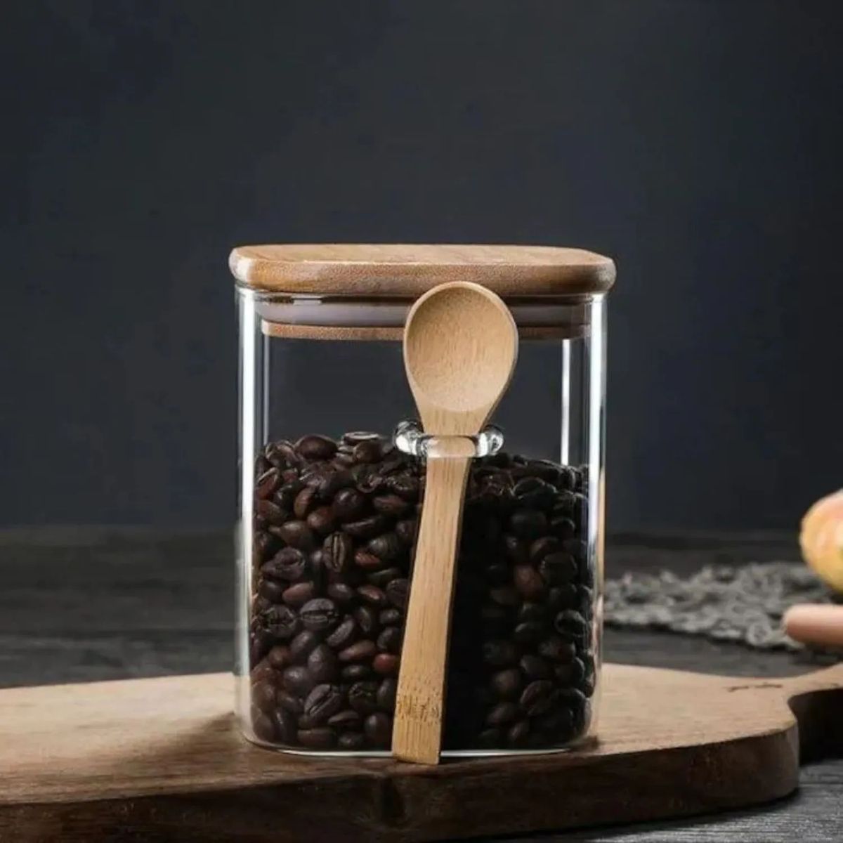 GENERICO - Set 4 Frascos Hermeticos Especias Tapa De Bambu Y Cuchara