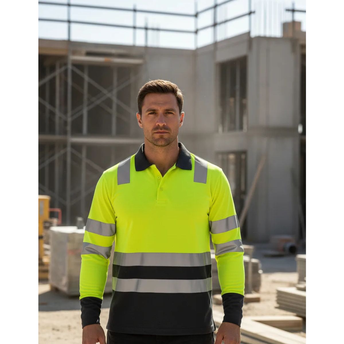 T-WORLD - Polera Cuello Pique Alta Visibilidad Bi Color Ml Hombre