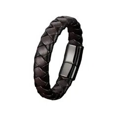 GENERICO - Pulsera De Cuero Black And Brown Trenzado Hombre Moda M1