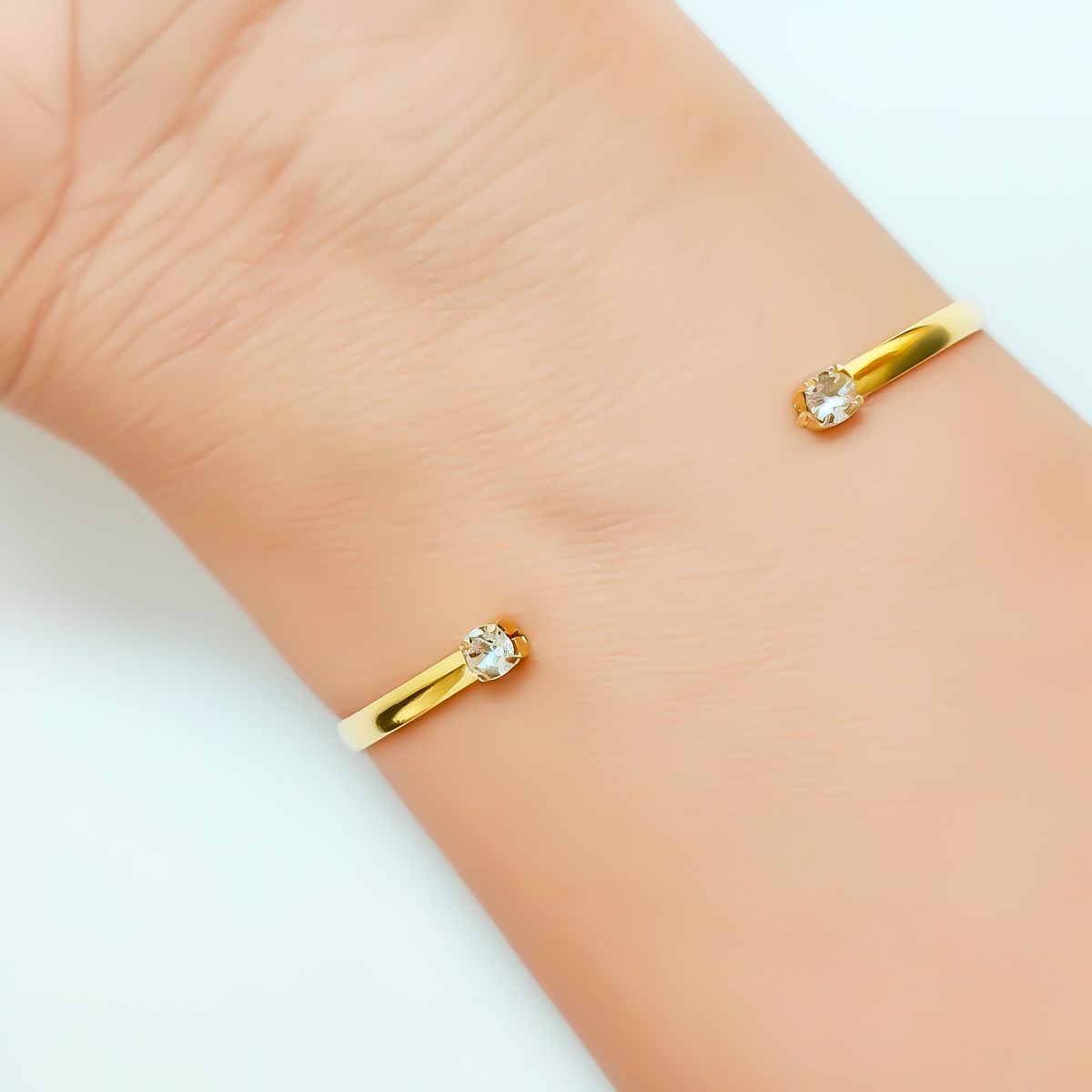 COGGIOLA - Pulsera Esclava 2 Circones Tubo Plano Enchapado Oro 18K