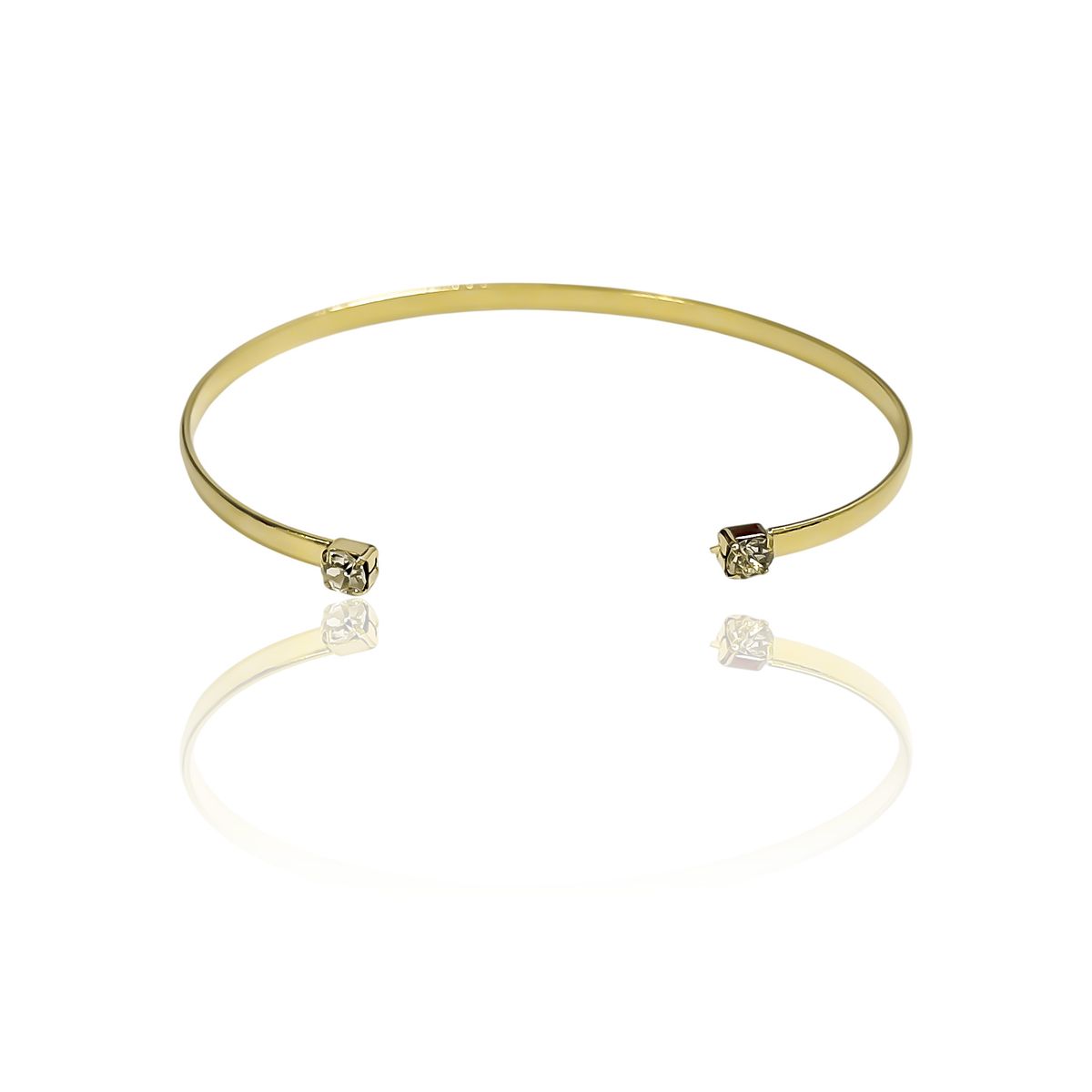COGGIOLA - Pulsera Esclava 2 Circones Tubo Plano Enchapado Oro 18K