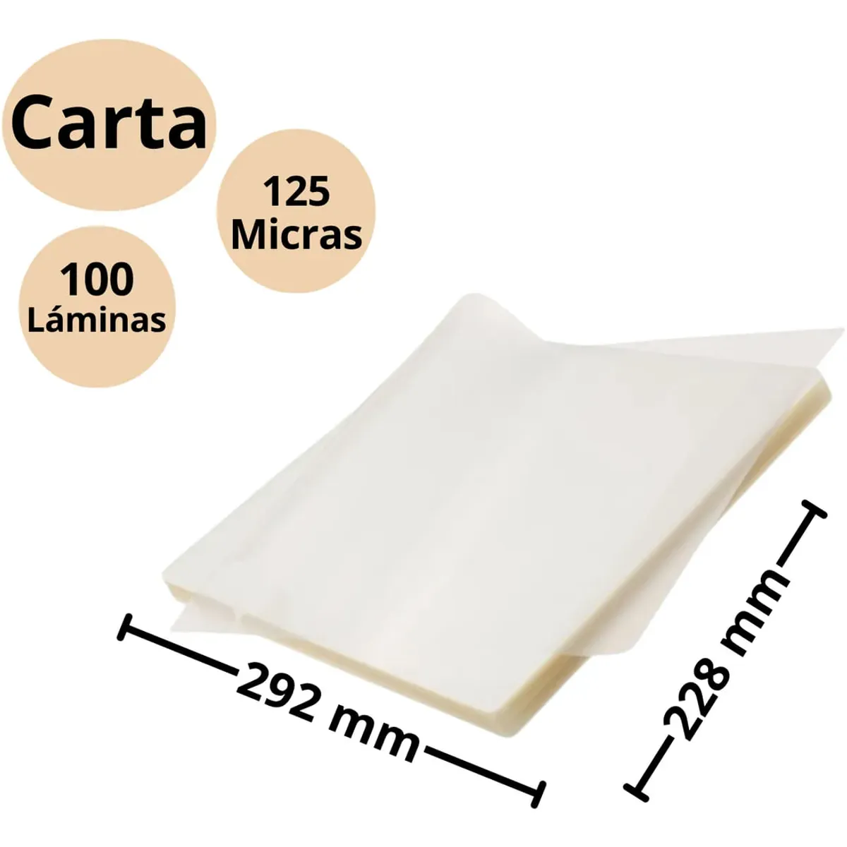 GENERICO - Láminas Para Termolaminar Carta 125 Mic 100 Micas