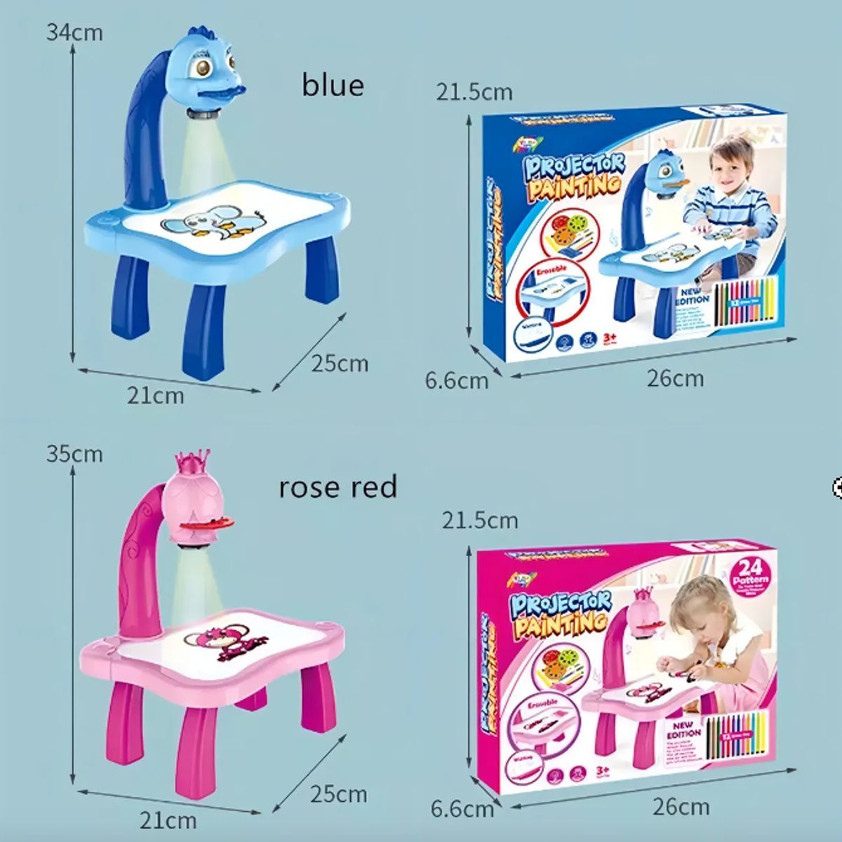 GENERICO - Mesa Proyector Para Pintar Dibujar Niñoniña Tablero Color Azul