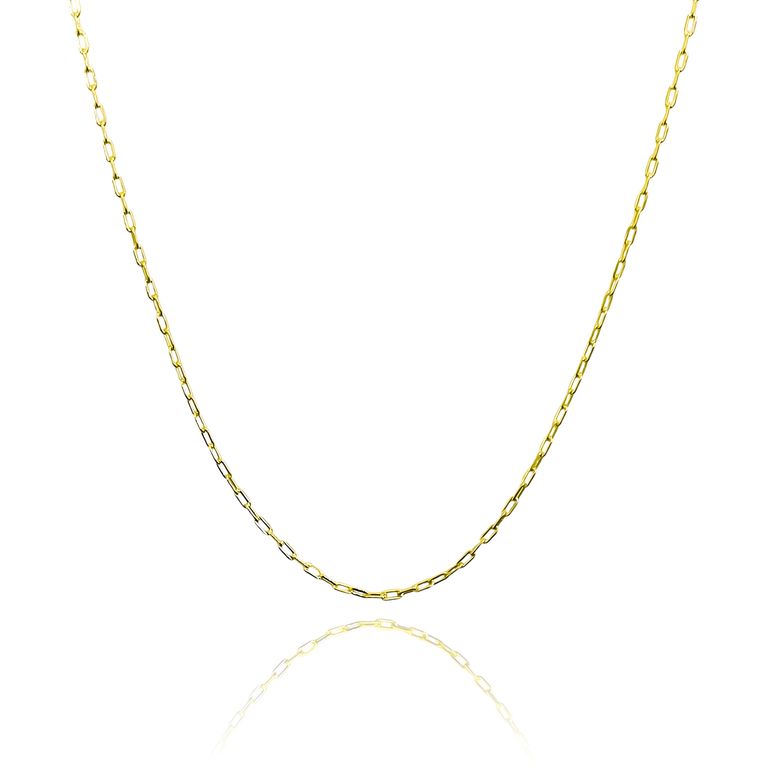 Cadena Eslabon Fino Alargado 60cm Enchapado Oro 18K Dorado TALLA UNICA