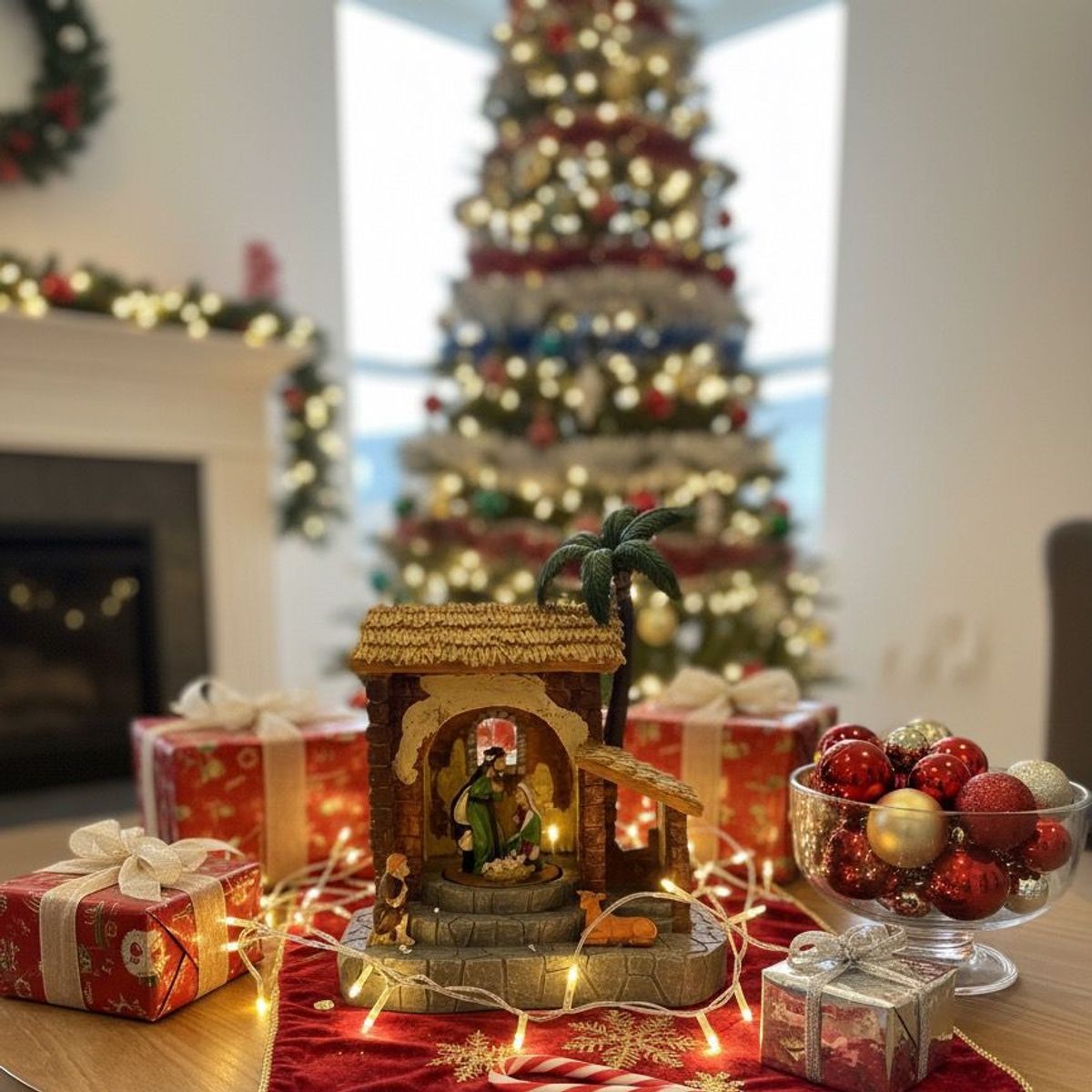 WAKESHOME - Pesebre Con Luz Musical Y Movimiento Deco Navidad