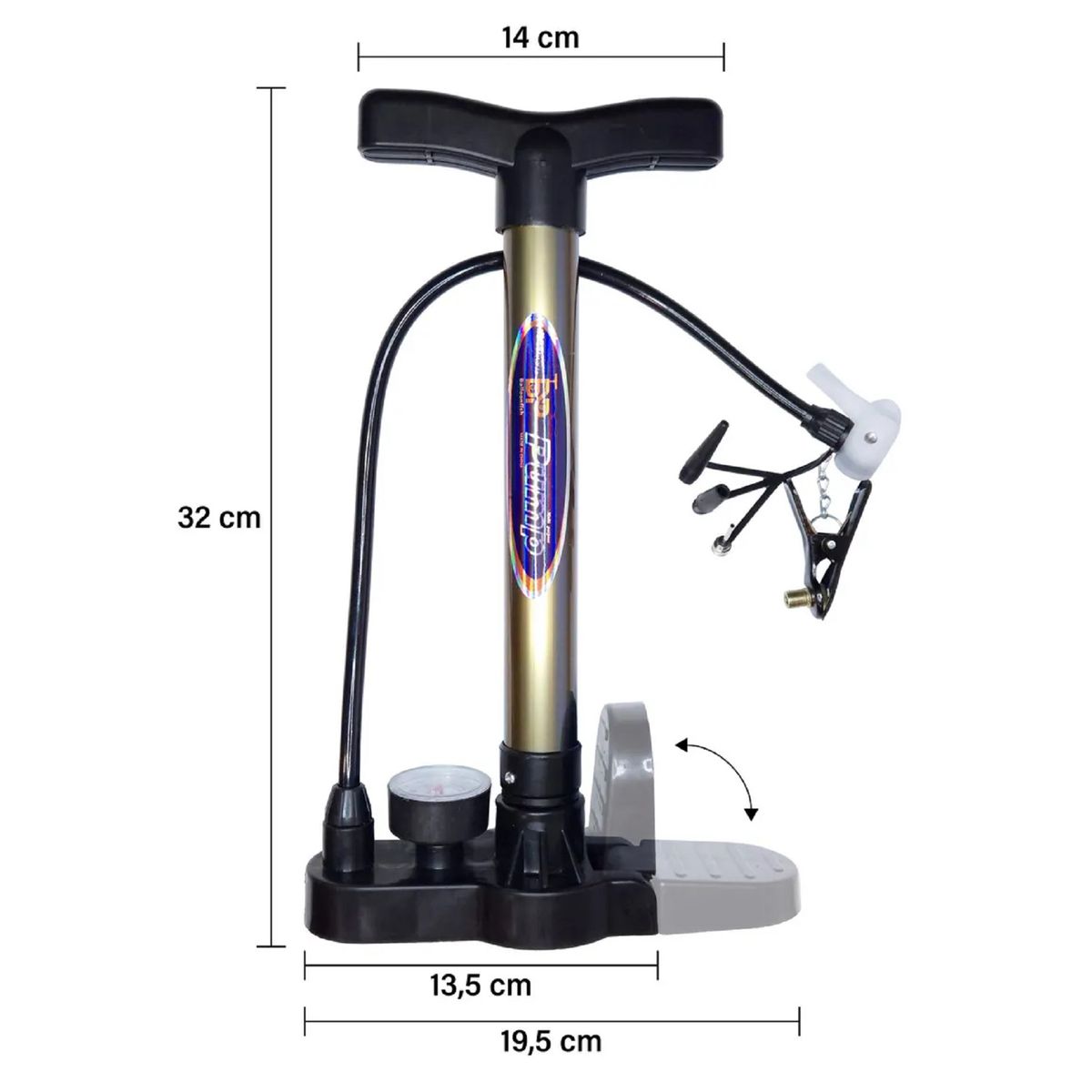 GENERICO - Bombín Inflador De Alta Presión 145 psi para Bicicleta Moto Auto
