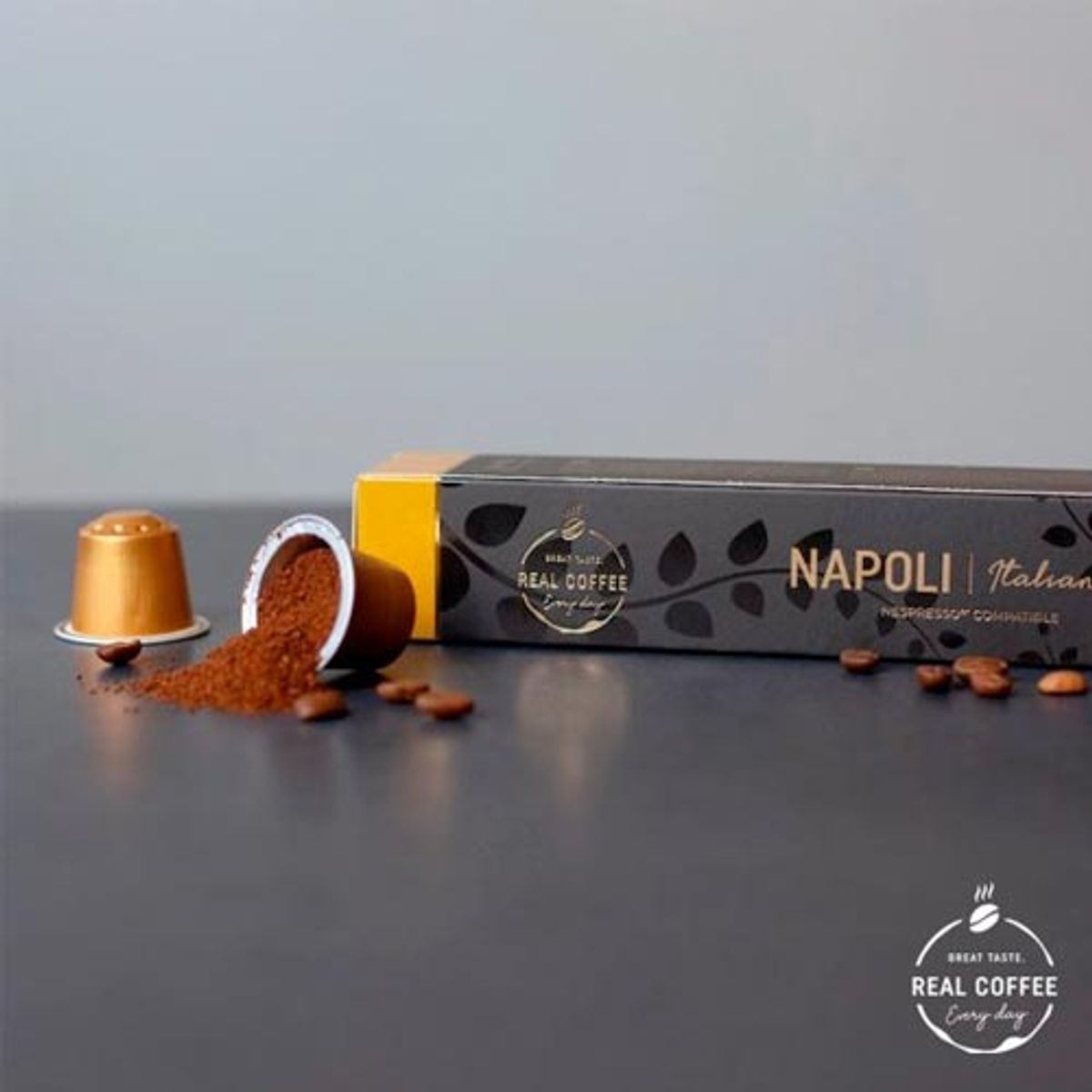 REAL COFFEE - 100 Cápsulas Compatibles Nespresso Napoli, Real Coffee