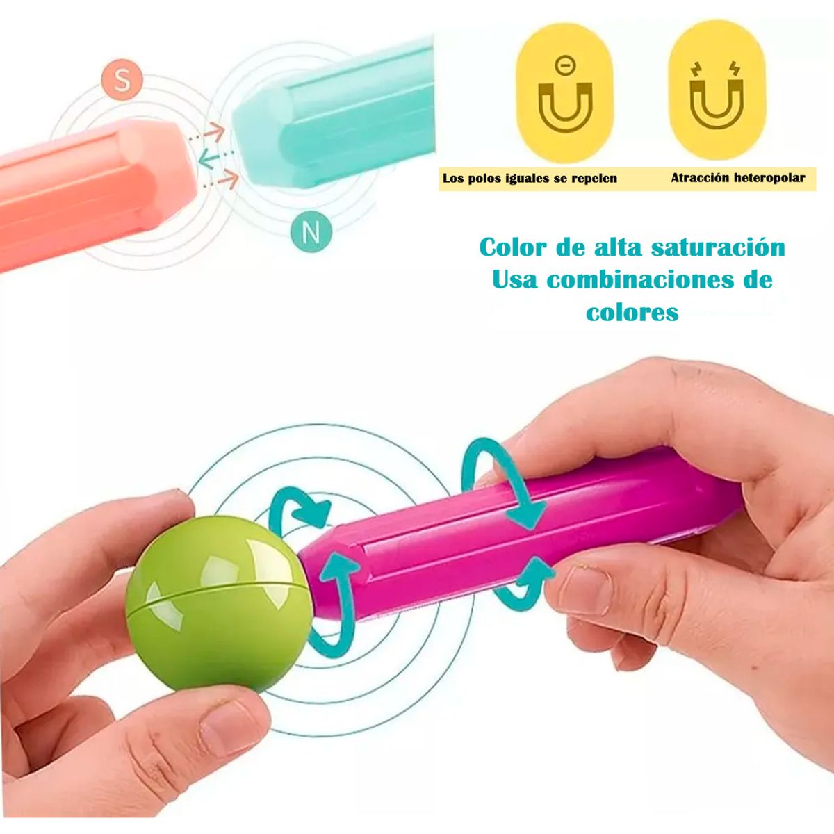 HOMEBRANDT - Bloques Magnéticos 2 En 1 De Varillas 3d 130pzs Con Balde