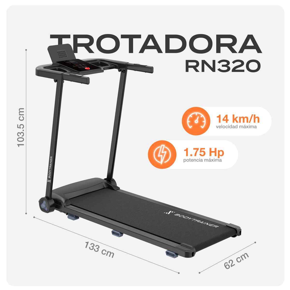 BODYTRAINER - Trotadora Eléctrica Plegable RN320 Bodytrainer