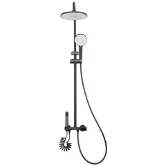 JOYTEK - Columna Ducha con Teclado 4 Funciones Plato Redondo Gris Grafito