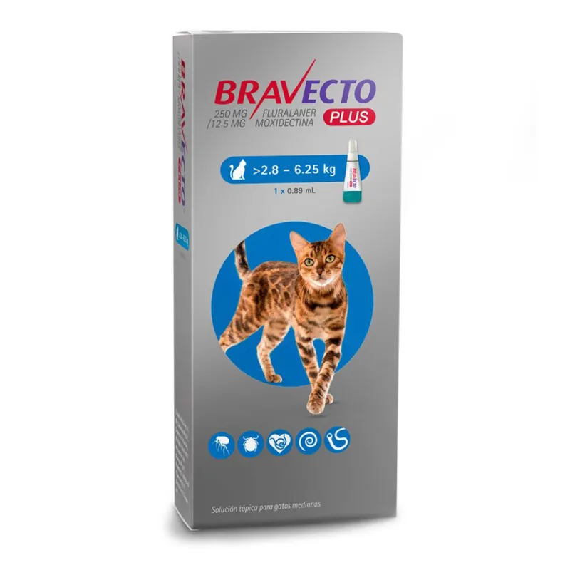 BRAVECTO - Antiparasitario Bravecto Plus Gato 2.8 a 6.25Kg
