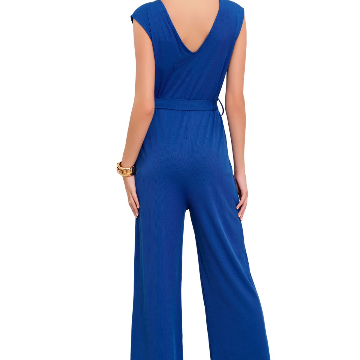 LOOK SHOP - Enterito Largo Mujer Recto. Escote En V Y Cintura Ajustable 3375