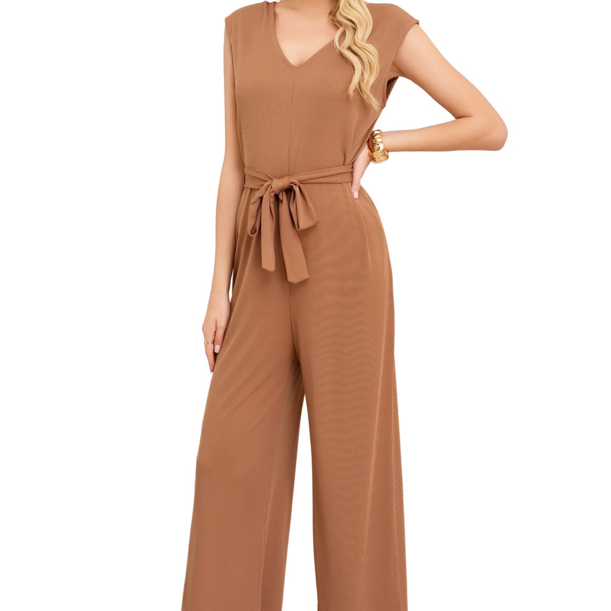 LOOK SHOP - Enterito Largo Mujer Recto. Escote En V Y Cintura Ajustable 3375