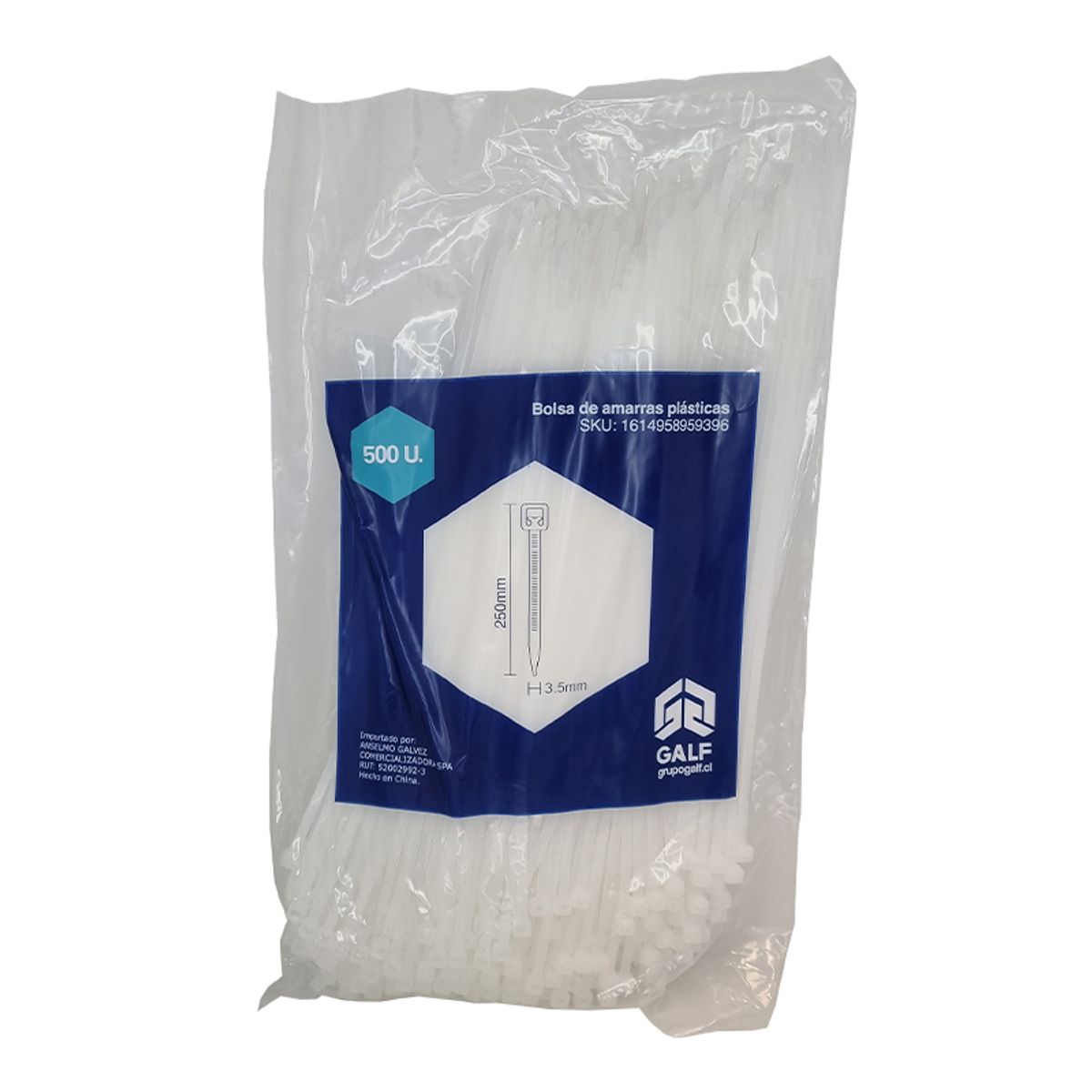GENERICO - Bolsas de amarras plásticas 250x35mm 500 unidades