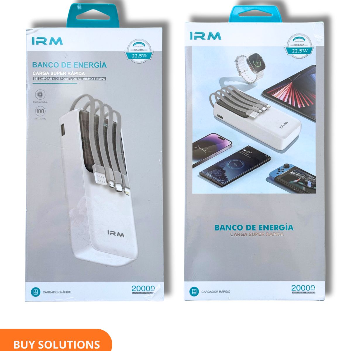 IRM - Power Bank Cargador Portátil 20000 Mah Carga Rápida