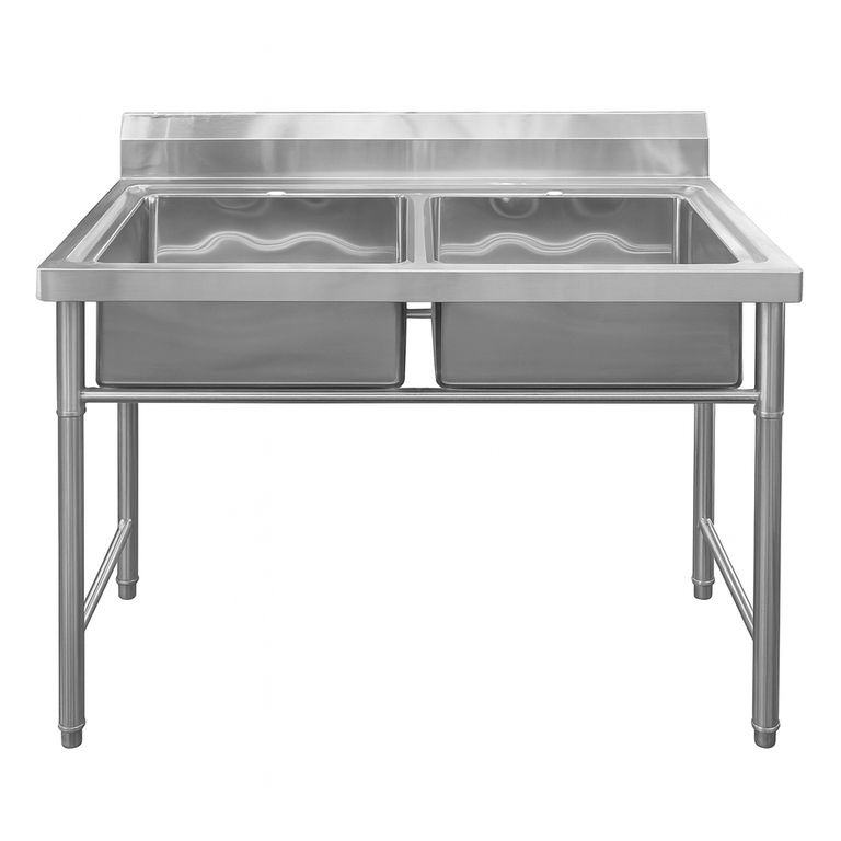 Lavafondo de Acero Inoxidable Doble 120x60x90 cm