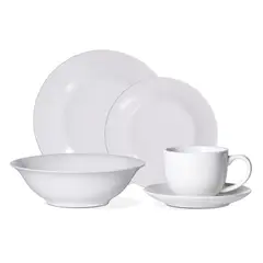 HALLEN - Juego Set de Vajilla 30Pzas Porcelana Blanca Serena