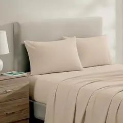 NAUTICA - Juego de Sábanas 3piezas microfibra 1,5 Plazas beige