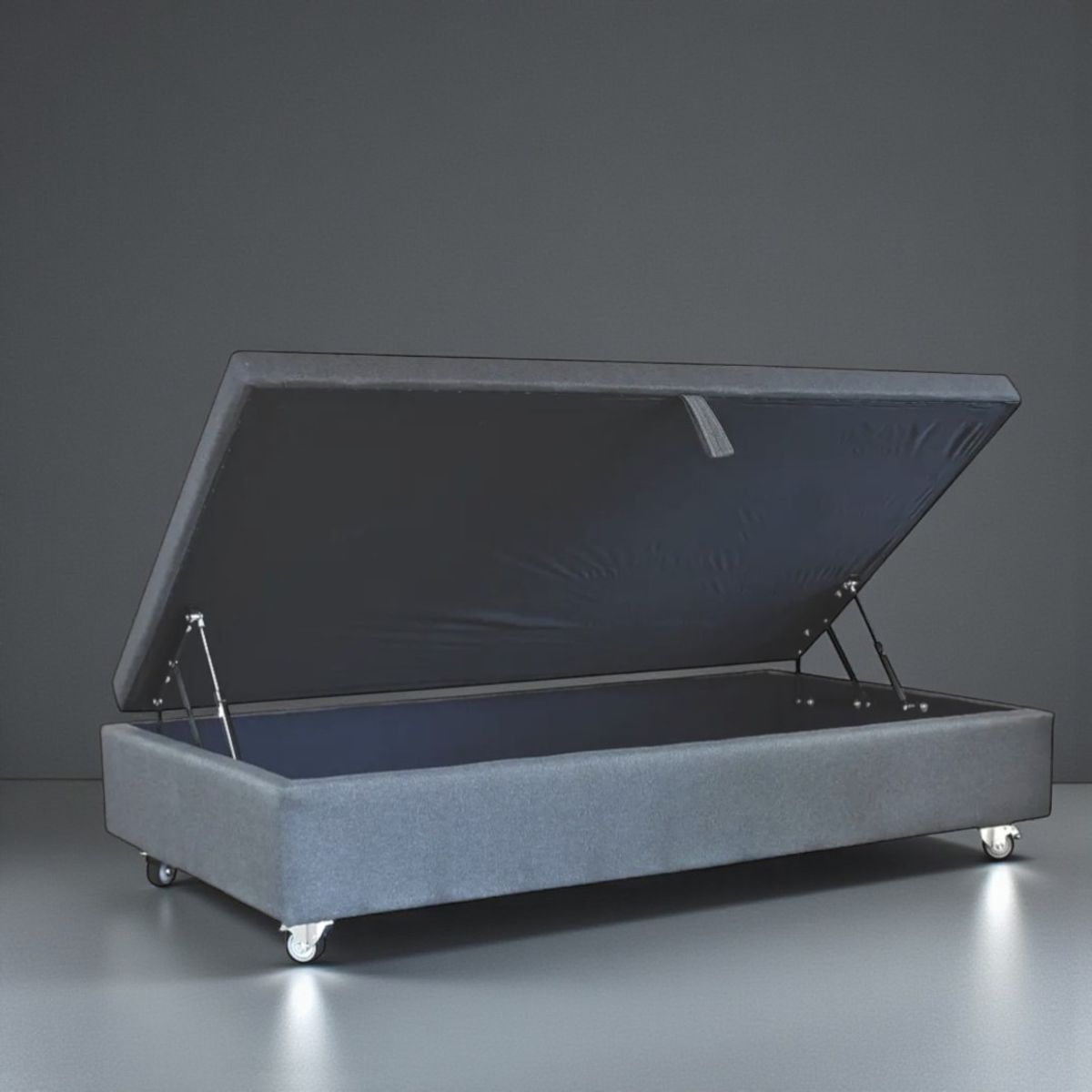 BLOCCARE - Base Cama Baul 1.5 PLaza/ L190 (Gris) con ruedas Deluxe/ sin refuerzo