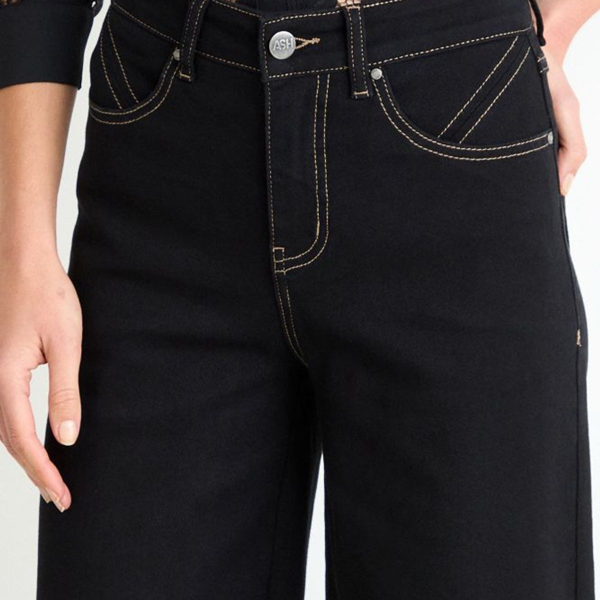 ASH - Wide Crop Jeans Mujer Negro Ash