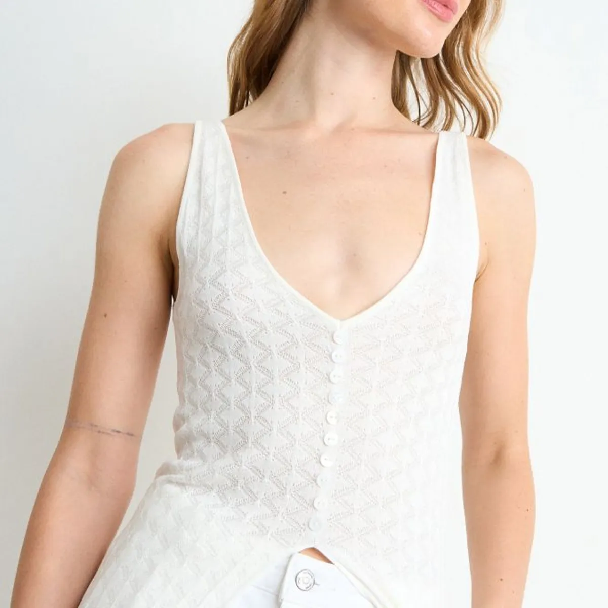 IO - Chaleco Liso Mujer Crudo Io