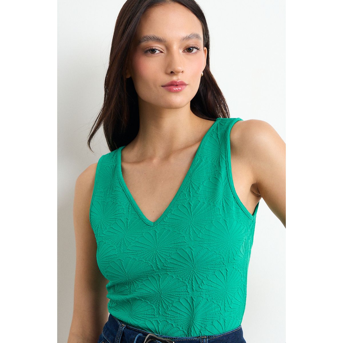 IO - Polera Lisa Mujer Verde Oliva Io