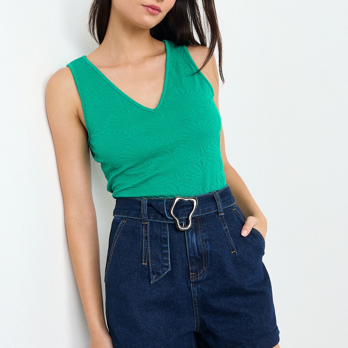 IO - Polera Lisa Mujer Verde Oliva Io