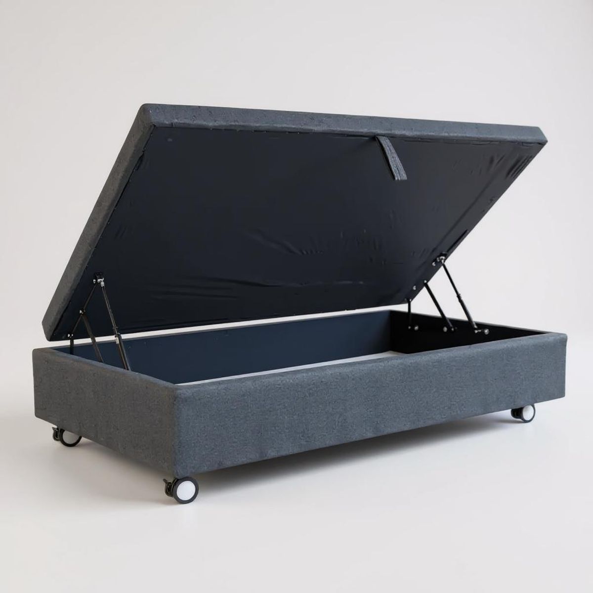 BLOCCARE - Base Cama Baul 1.5 PLaza/ L190 (Gris) con ruedas Logo/ con refuerzo