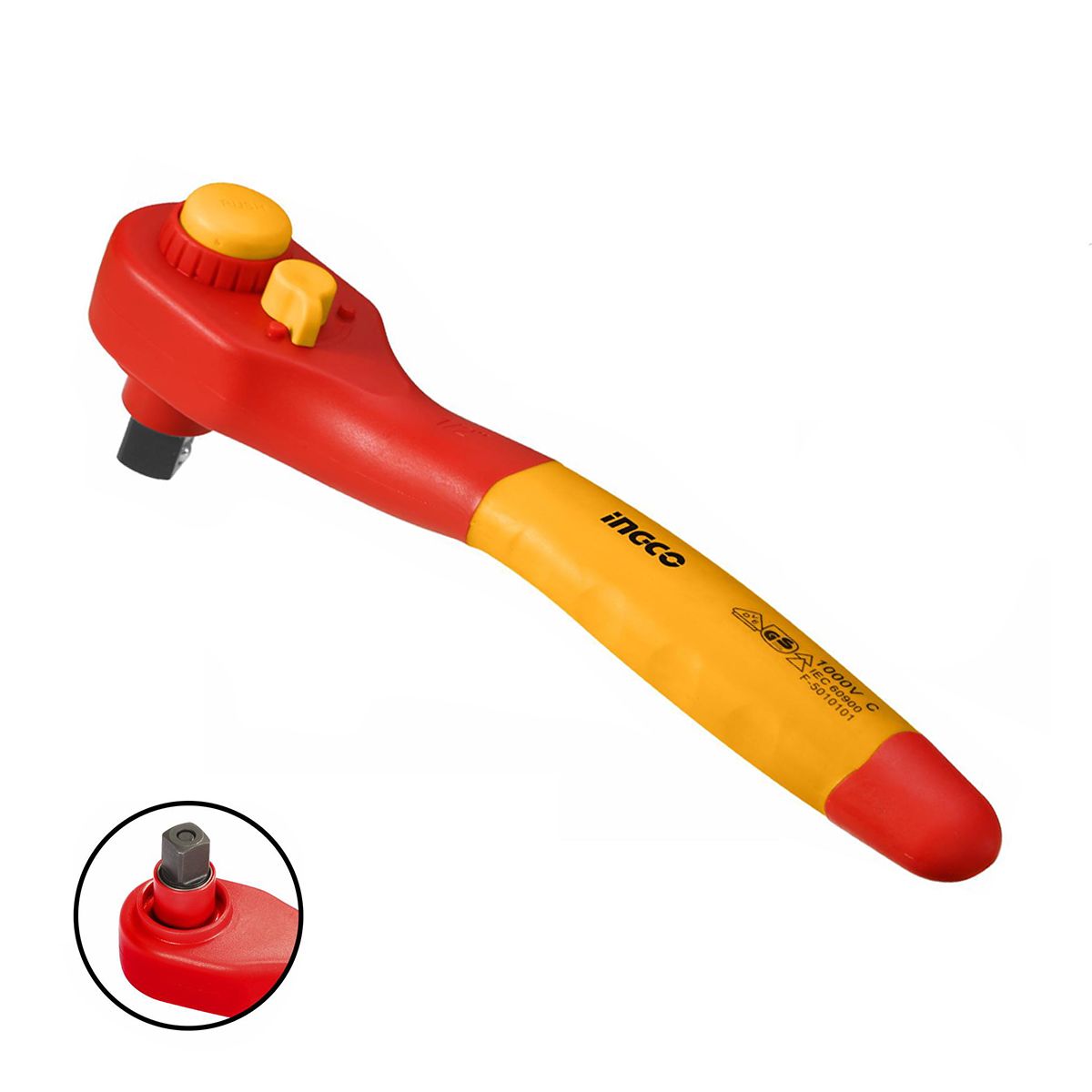 INGCO - Llave Chicharra Industrial Aislada Vde 36T 1/2" Ingco