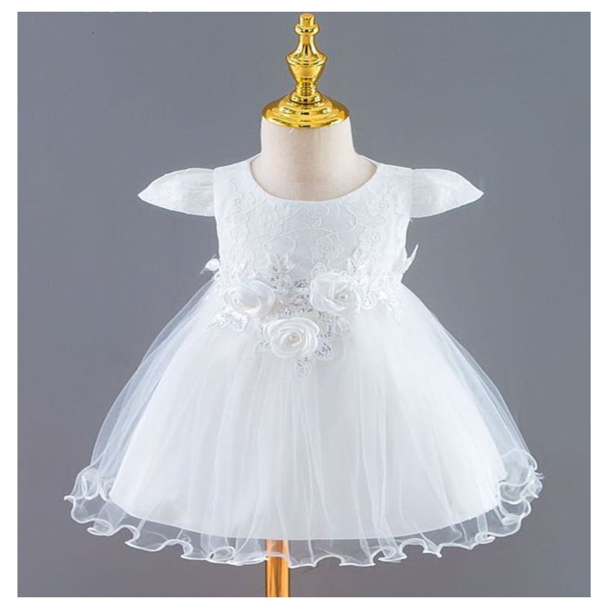 ALMA & DECO - Vestido Bautizo Fiesta Bebé Modelo Rosa Color Blanco