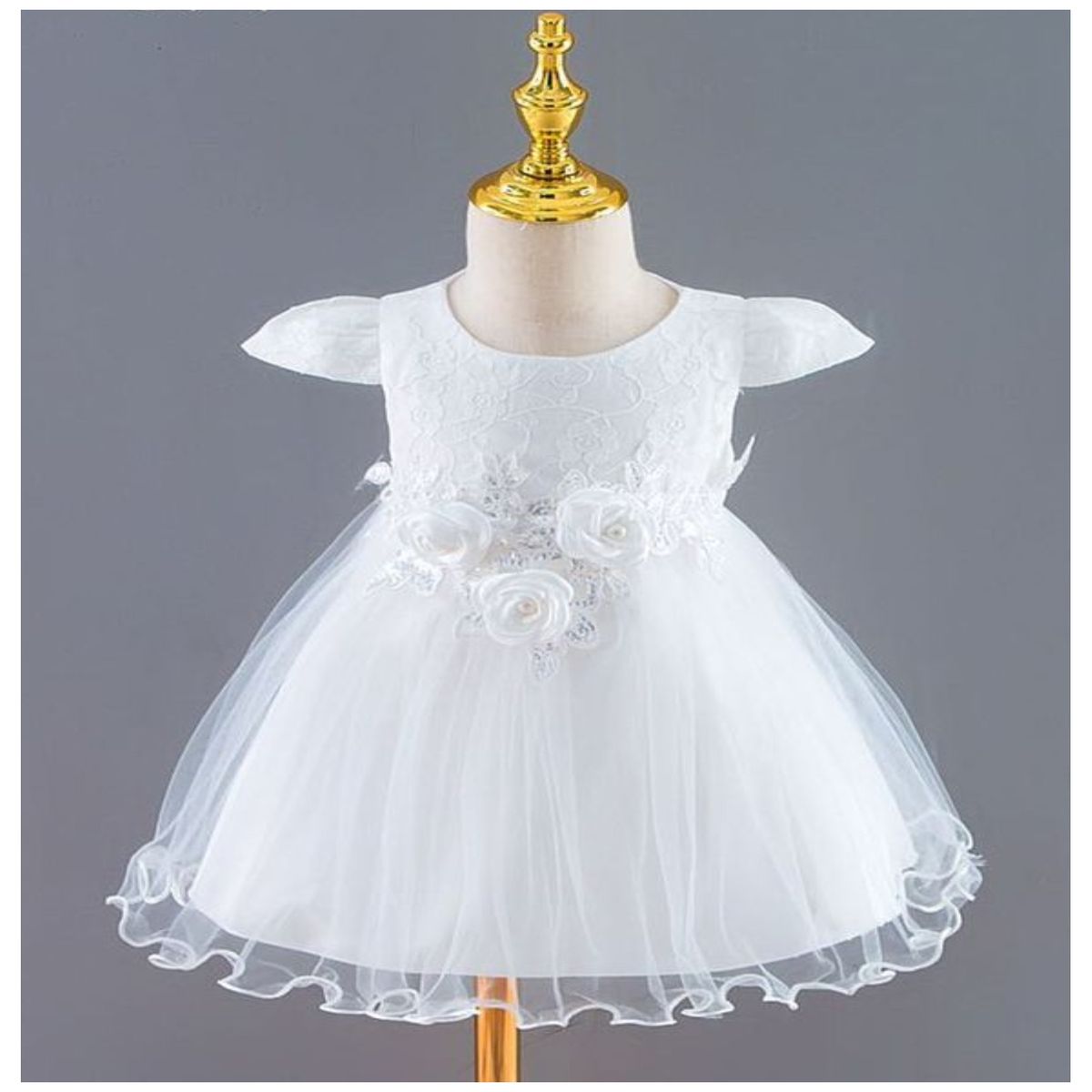 ALMA & DECO - Vestido Bautizo Fiesta Bebé Modelo Rosa Color Blanco