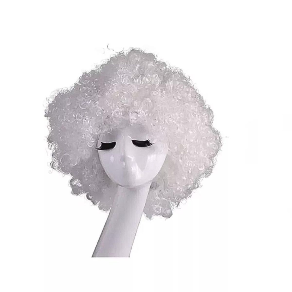 GENERICO - Peluca Afro Para Adultos Niños Niñas - Halloween Cosplay Blanco