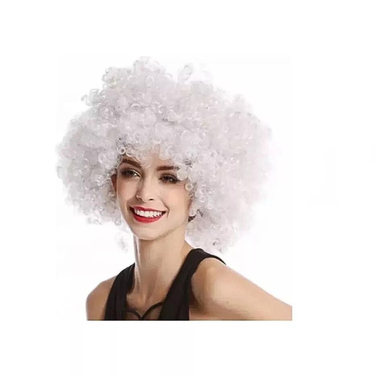 GENERICO - Peluca Afro Para Adultos Niños Niñas - Halloween Cosplay Blanco