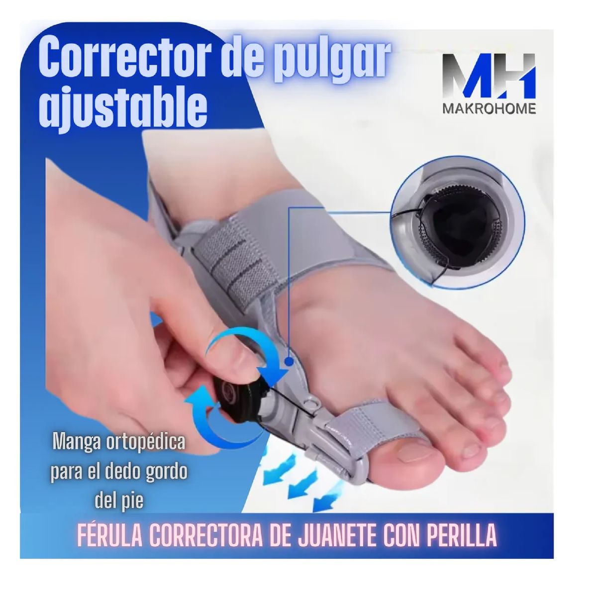 GENERICO - Ferula Corrector Juanete Con Perilla Giratoria Hallux Valgus
