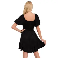 LOOK SHOP - Vestido Corto Mujer. Escote En V Cruzado Y Manga Princesa 3366